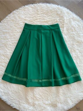 Emerald Green Circle Skirt with Sheer Hem